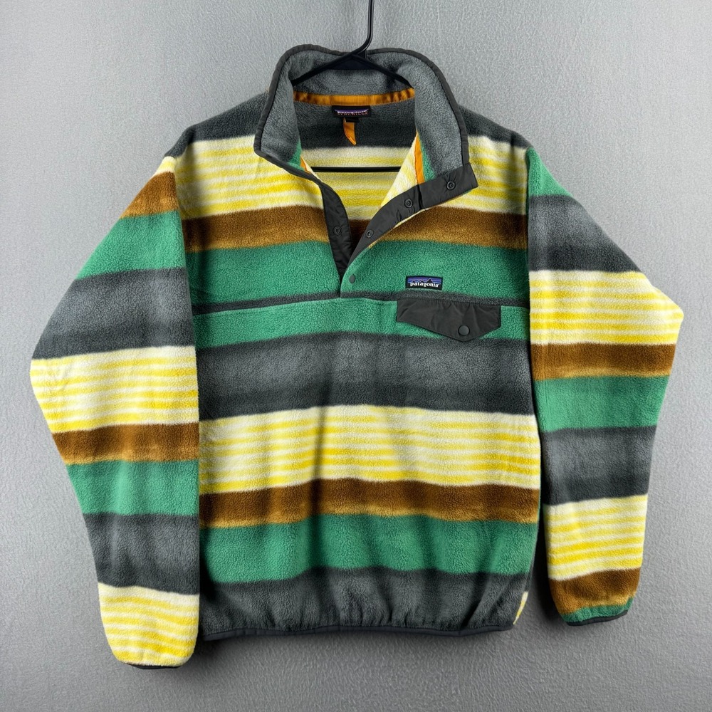 Patagonia Synchilla Snap‎ T Sweater Mens Medium Painted Fitz Striped Fleece